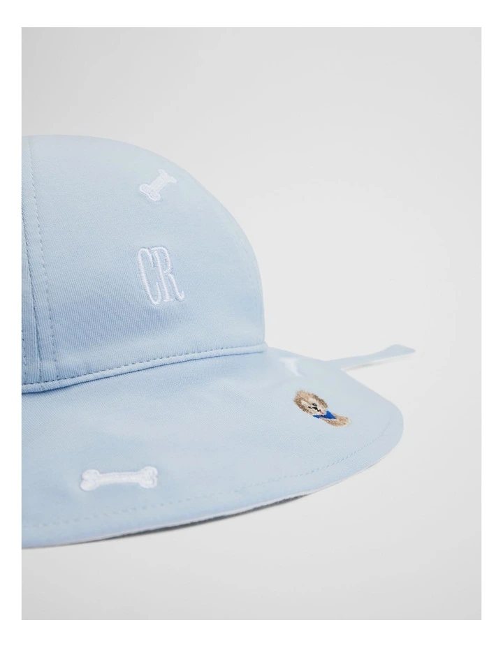 Baby Embroidered Bucket Hat in Soft Blue image 2