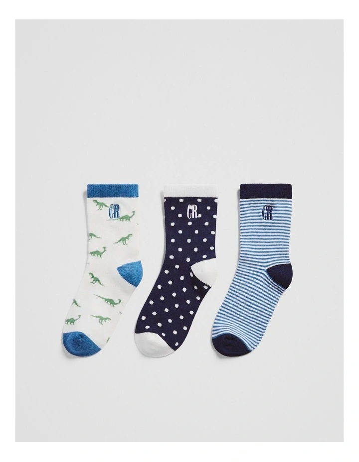Cr Sock Pack Of 3 in Pale Blue image 1