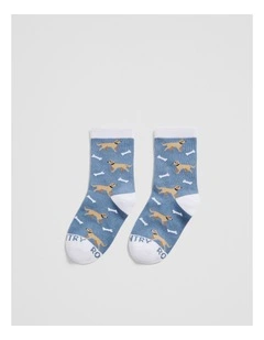 Dog Sock in Soft Blue