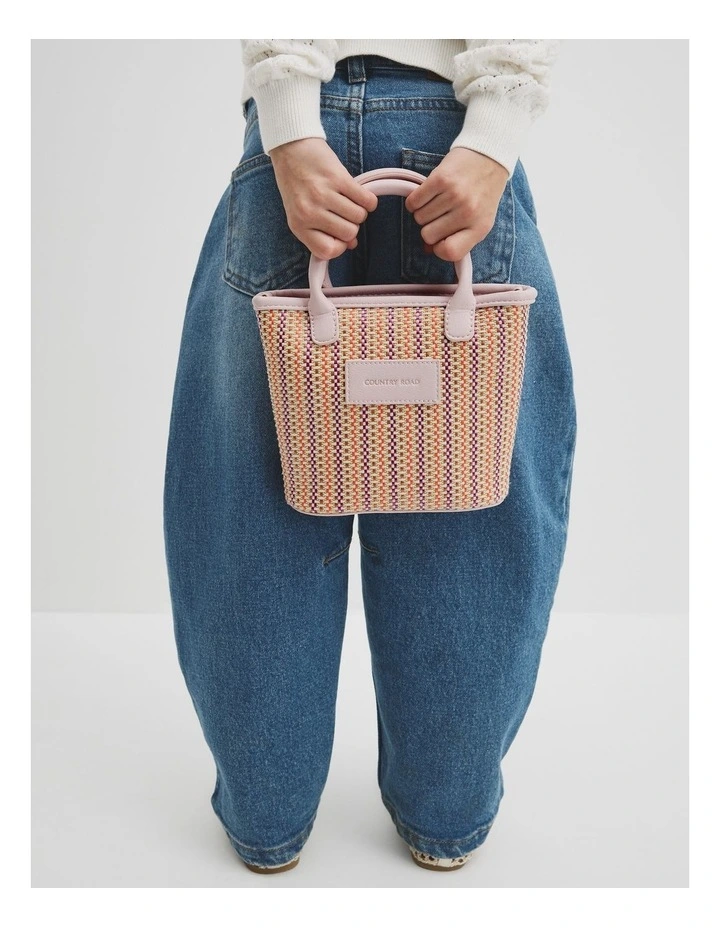 Woven Mini Tote Bag in Blush image 2