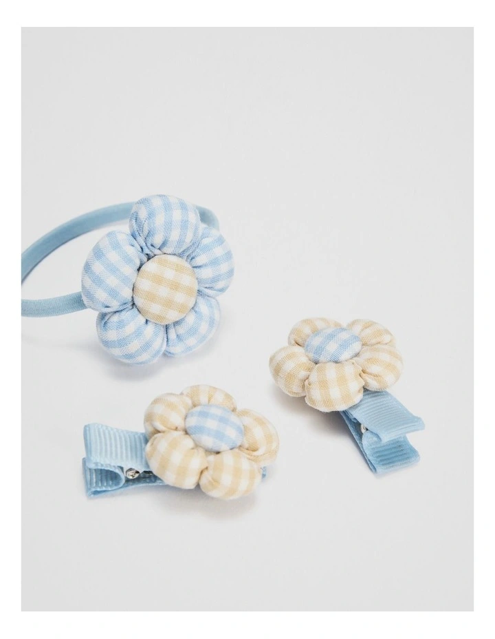 Gingham Flower Pack Of 3 in Pale Blue image 2