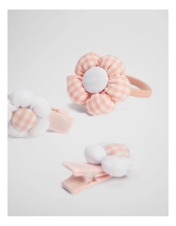 Gingham Flower Pack Of 3 in Mineral Pink image 2