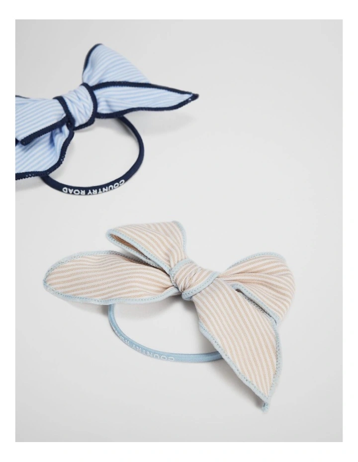 Bow Hair Tie Pack Of 2 in Pale Blue image 2