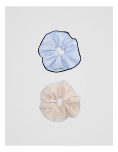 Stripe Scrunchie Pack Of 2 in Pale Blue