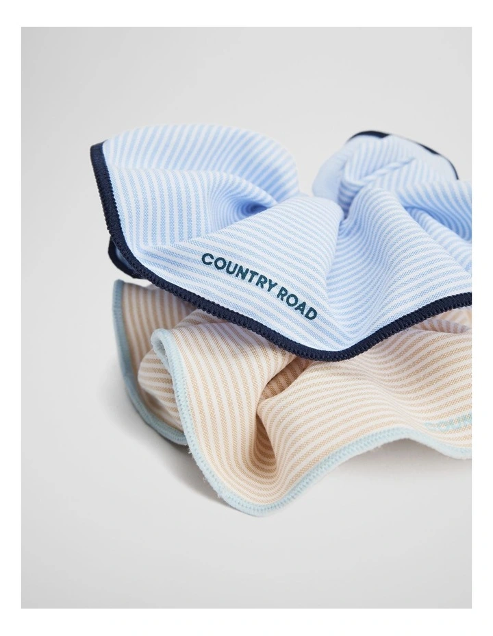 Stripe Scrunchie Pack Of 2 in Pale Blue image 2