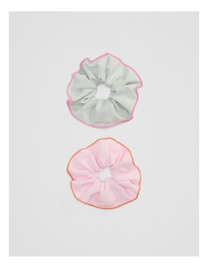 Stripe Scrunchie Pack Of 2 in Mineral Pink image 1