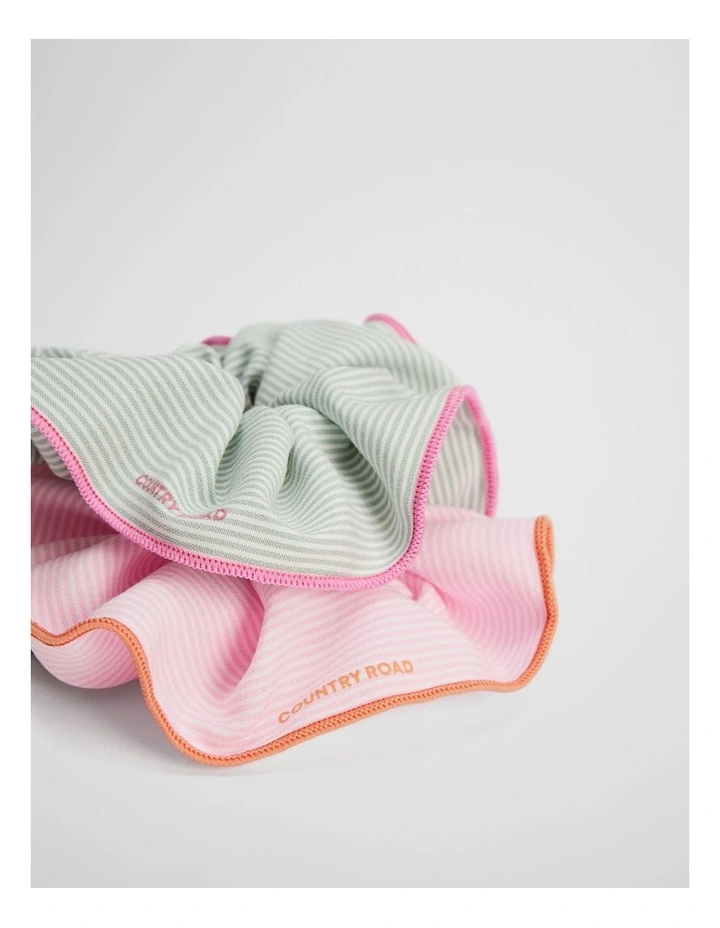 Stripe Scrunchie Pack Of 2 in Mineral Pink image 2