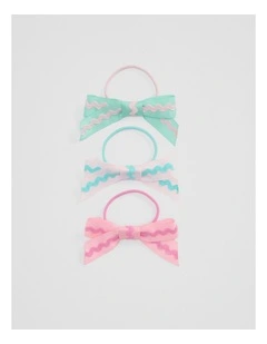 Ric Rac Bow Pack Of 3 in Pink Multi