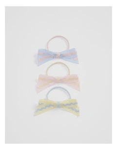 Ric Rac Bow Pack Of 3 in Bluebell Multi