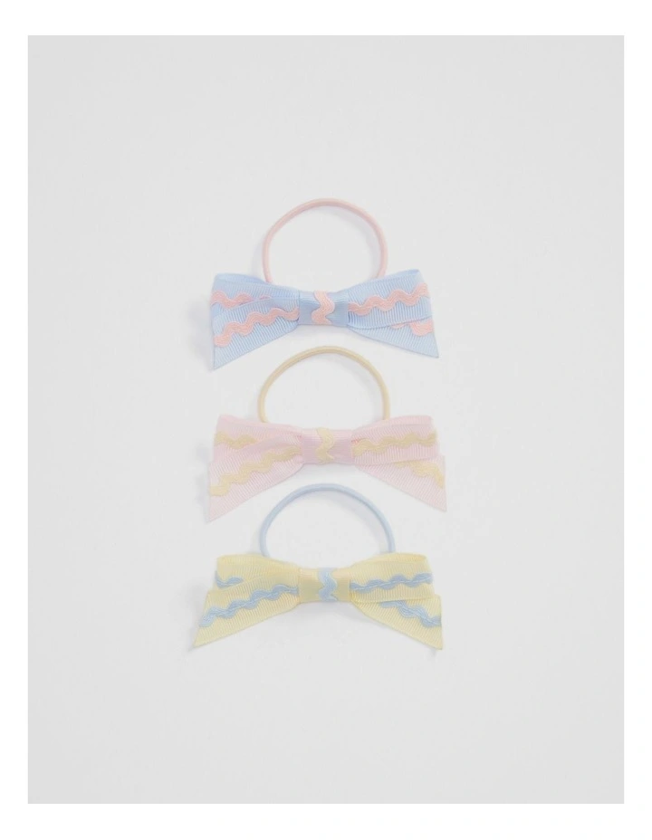 Ric Rac Bow Pack Of 3 in Bluebell Multi image 1