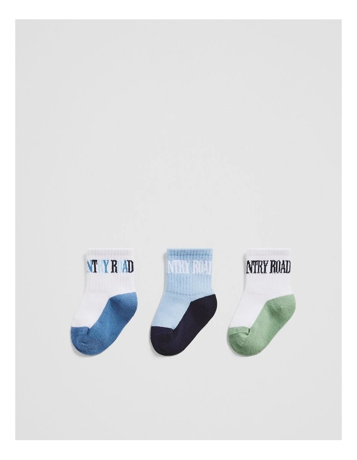 Heritage Quarter Sock Pack Of 3 in Blue Multi image 1