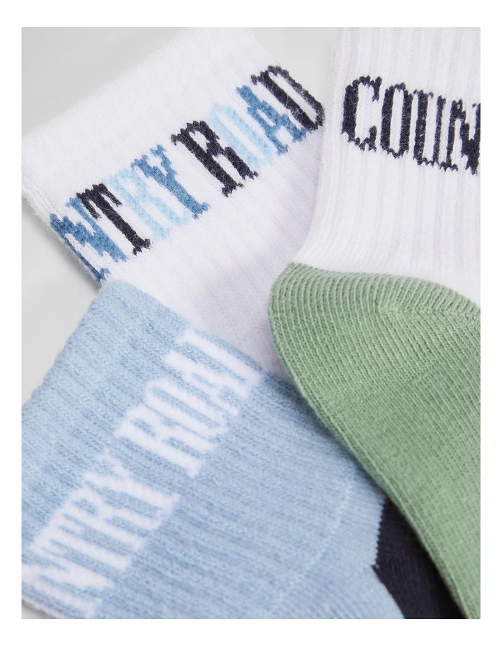 Heritage Quarter Sock Pack Of 3 in Blue Multi image 2