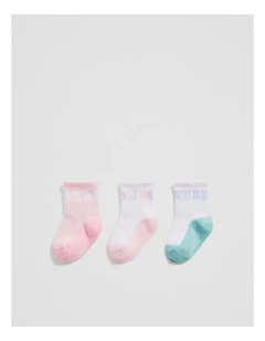 Heritage Quarter Sock Pack Of 3 in Pink Multi