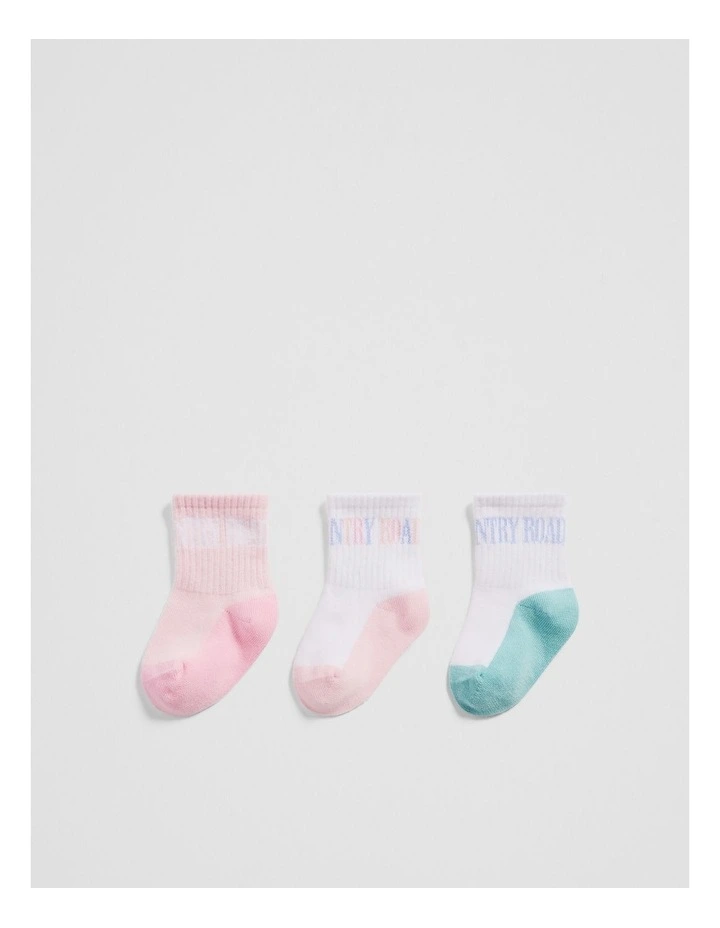 Heritage Quarter Sock Pack Of 3 in Pink Multi image 1