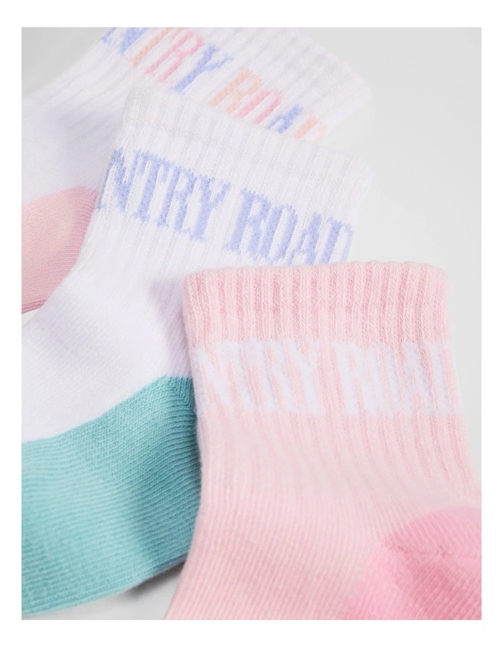 Heritage Quarter Sock Pack Of 3 in Pink Multi image 2