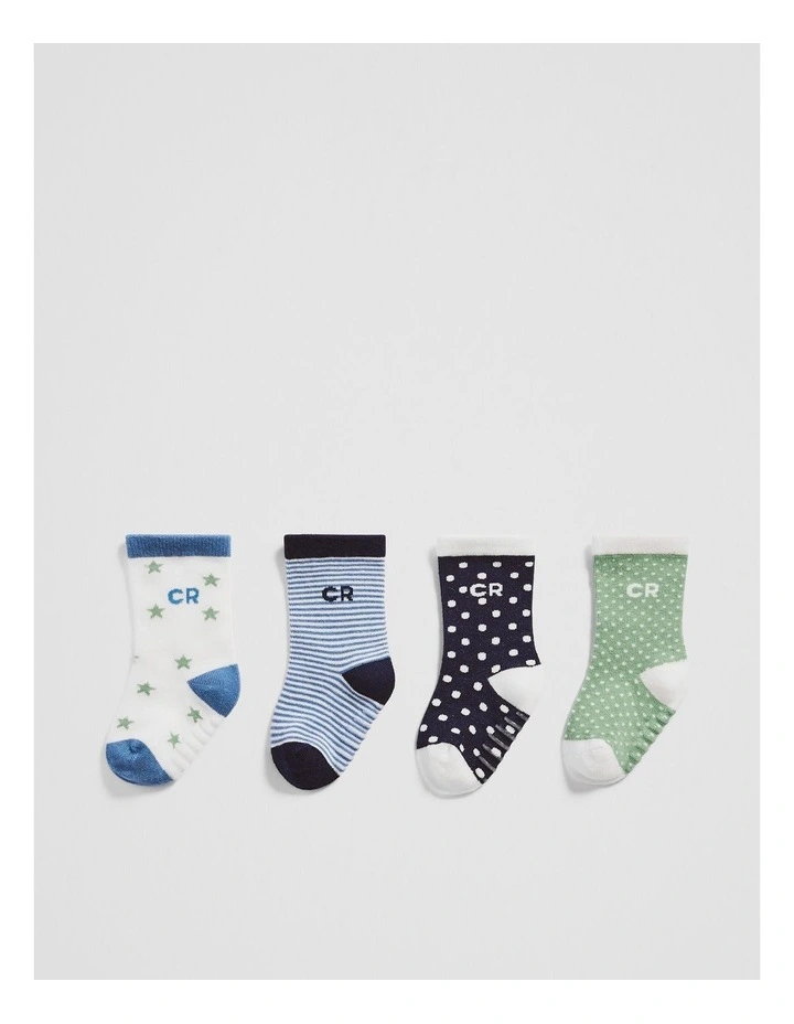 Cr Baby Sock Pack Of 4 in Green Multi image 1
