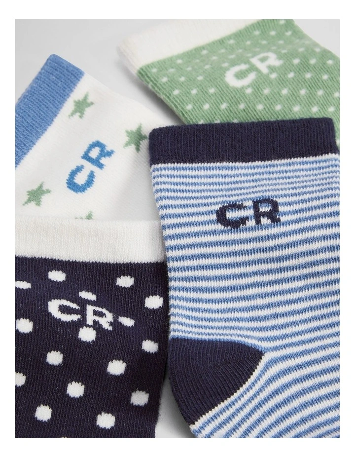 Cr Baby Sock Pack Of 4 in Green Multi image 2