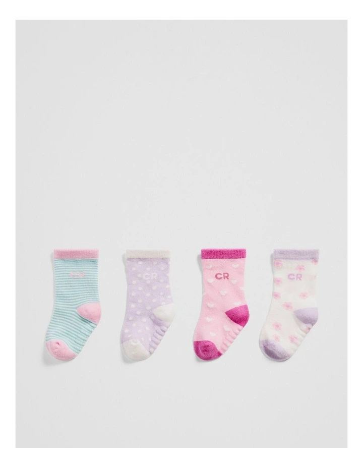 Cr Baby Sock Pack Of 4 in Lilac Multi image 1