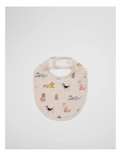 Organically Grown Cotton Jersey Bib in Puppy Print