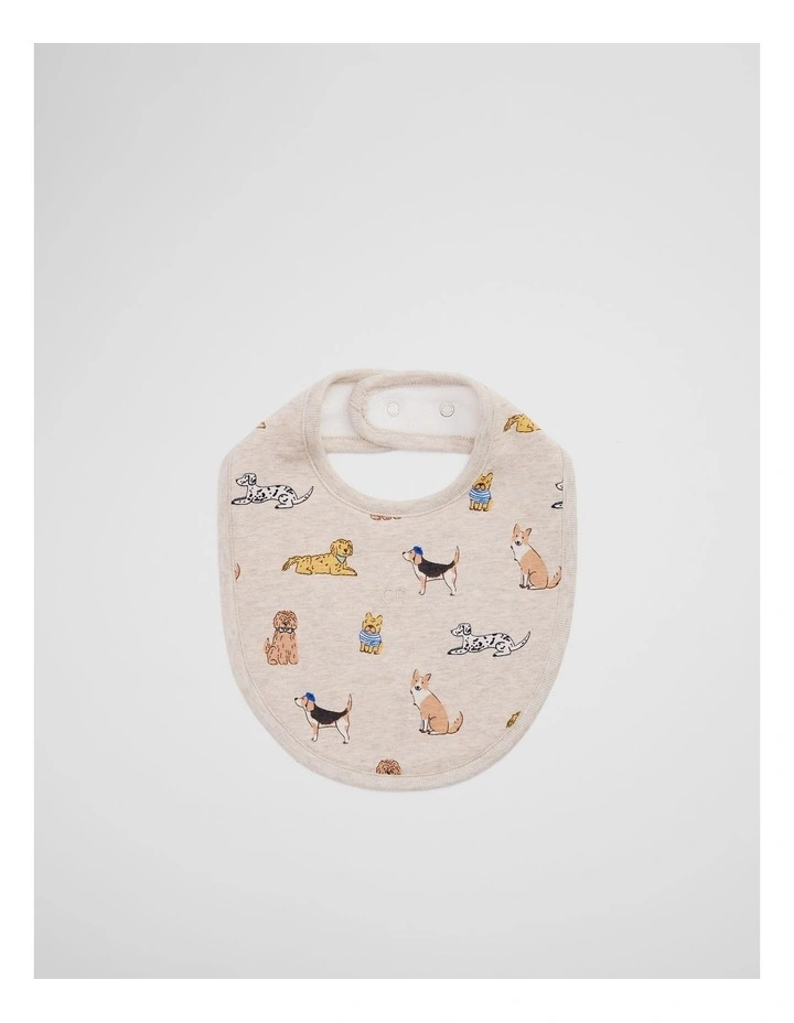Organically Grown Cotton Jersey Bib in Puppy Print image 1