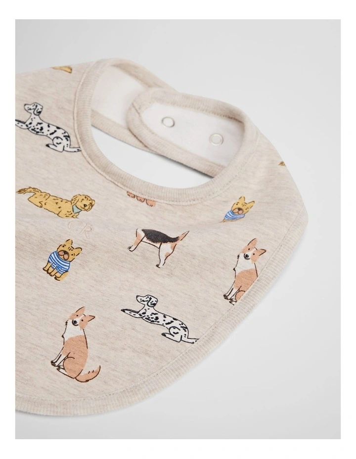 Organically Grown Cotton Jersey Bib in Puppy Print image 2