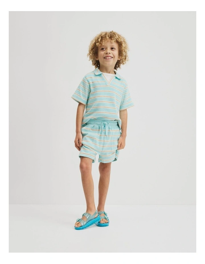 Stripe Terry Short in Reef Blue Stripe image 1