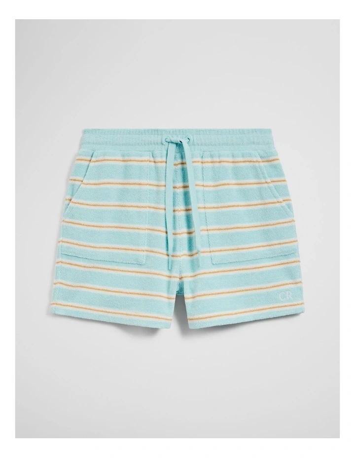 Stripe Terry Short in Reef Blue Stripe image 2