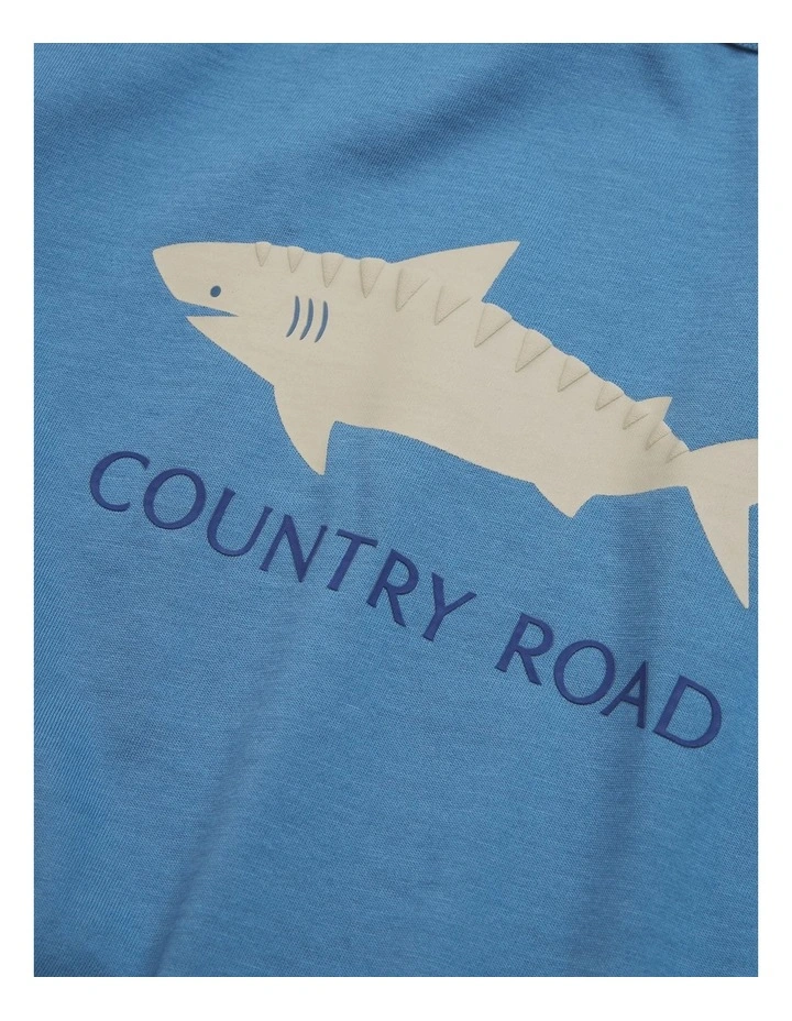 Short Sleeve Shark Pyjama Set in Pacific Blue image 2