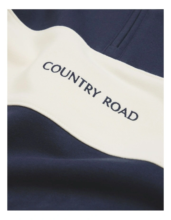 Panelled 1/4 Zip Sweat in Navy image 2