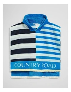 Logo Swim Poncho in Blue Multi Stripe