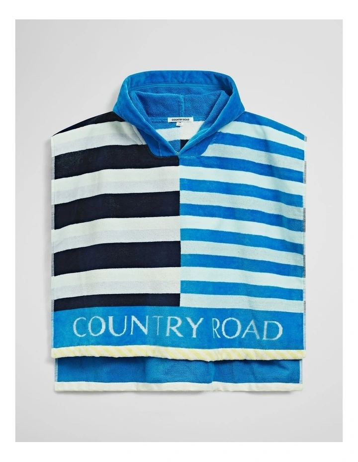Logo Swim Poncho in Blue Multi Stripe image 1