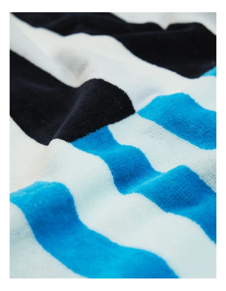 Logo Swim Poncho in Blue Multi Stripe image 2