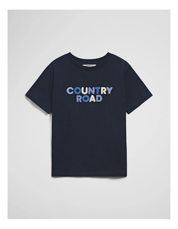 Australian Cotton Short Sleeve Boucle T-shirt in Navy image 2