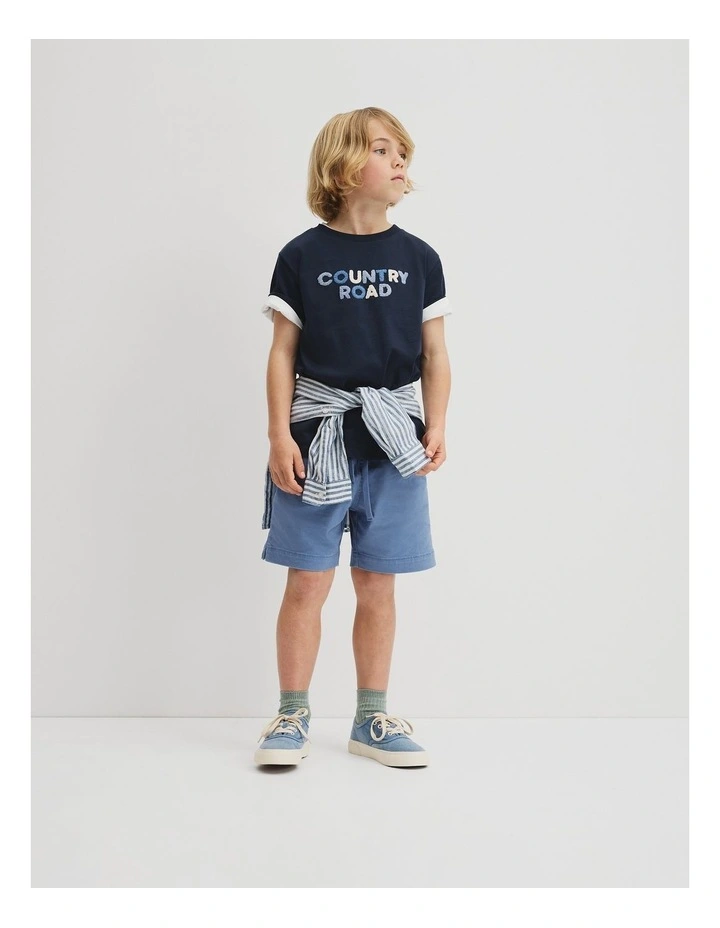 Australian Cotton Short Sleeve Boucle T-shirt in Navy image 4