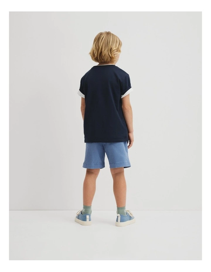 Australian Cotton Short Sleeve Boucle T-shirt in Navy image 5