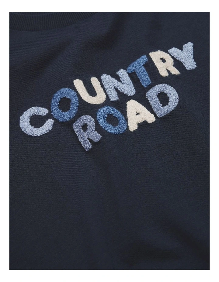 Australian Cotton Short Sleeve Boucle T-shirt in Navy image 6