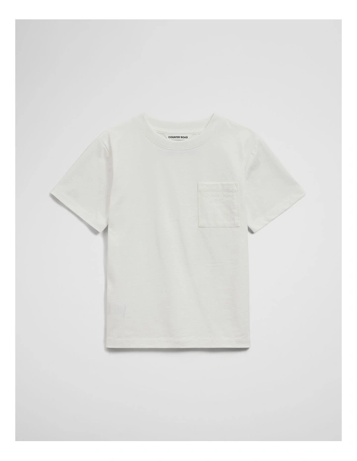 Australian Cotton Relaxed Short Sleeve Pocket T-shirt in Marshmallow image 1