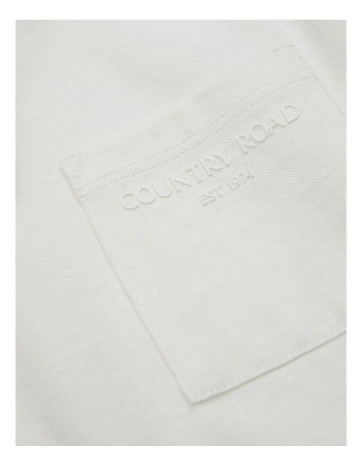 Australian Cotton Relaxed Short Sleeve Pocket T-shirt in Marshmallow image 2