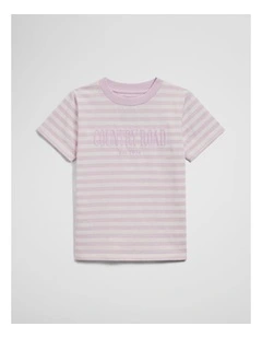 Australian Cotton Short Sleeve Heritage T-shirt in Lavender Fog Stripe