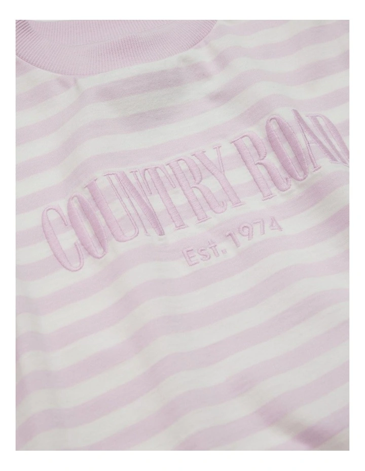 Australian Cotton Short Sleeve Heritage T-shirt in Lavender Fog Stripe image 2