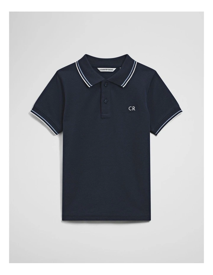 Short Sleeve Logo Polo in Navy image 1