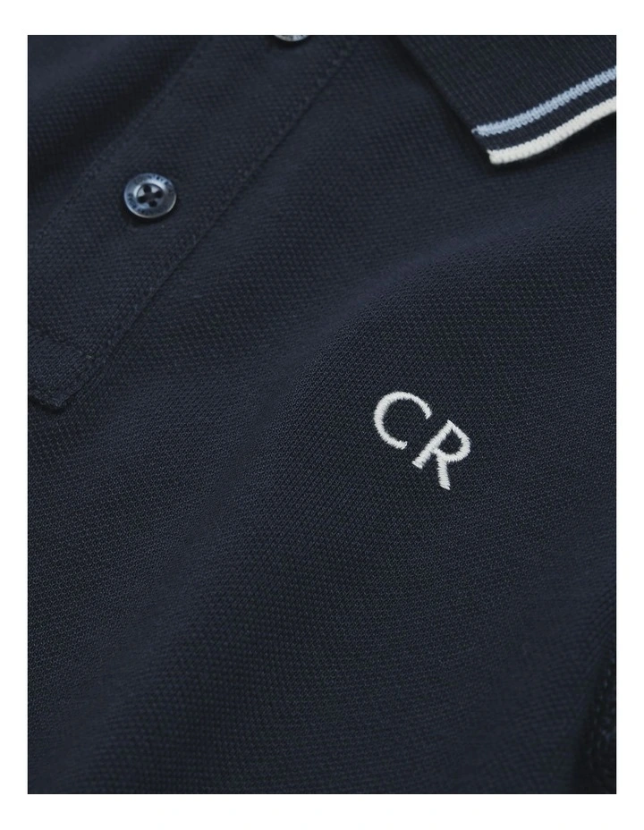 Short Sleeve Logo Polo in Navy image 2
