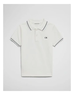 Short Sleeve Logo Polo in Marshmallow