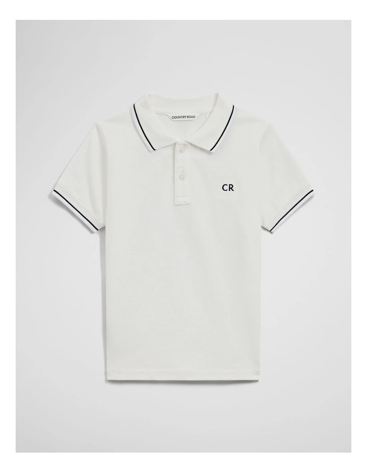 Short Sleeve Logo Polo in Marshmallow image 1