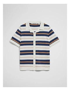 Stripe Knit Shirt in Bold Blue