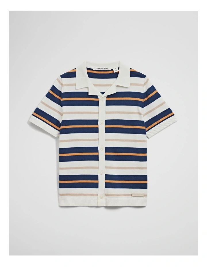 Stripe Knit Shirt in Bold Blue image 1
