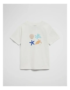 Relaxed Fit Sea Life Short Sleeve T-shirt in Marshmallow