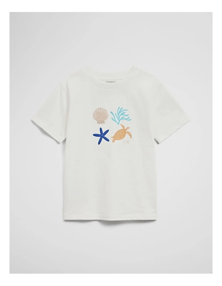 Relaxed Fit Sea Life Short Sleeve T-shirt in Marshmallow image 1