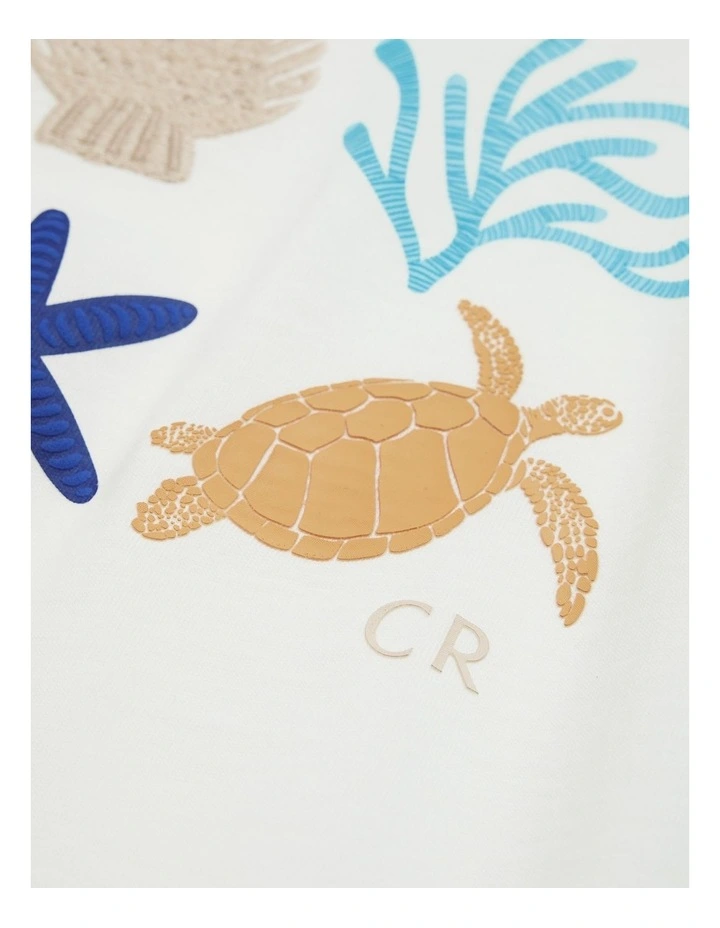 Relaxed Fit Sea Life Short Sleeve T-shirt in Marshmallow image 2