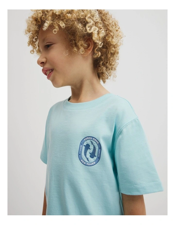 Relaxed Fit Short Sleeve Whale Shark T-shirt in Reef Blue image 3